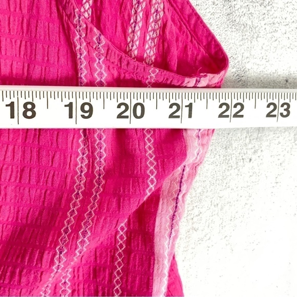 Carroll Reed Sleeveless Top Sz 1X Cotton Pink Seersucker Popover V Neck - Picture 7 of 9